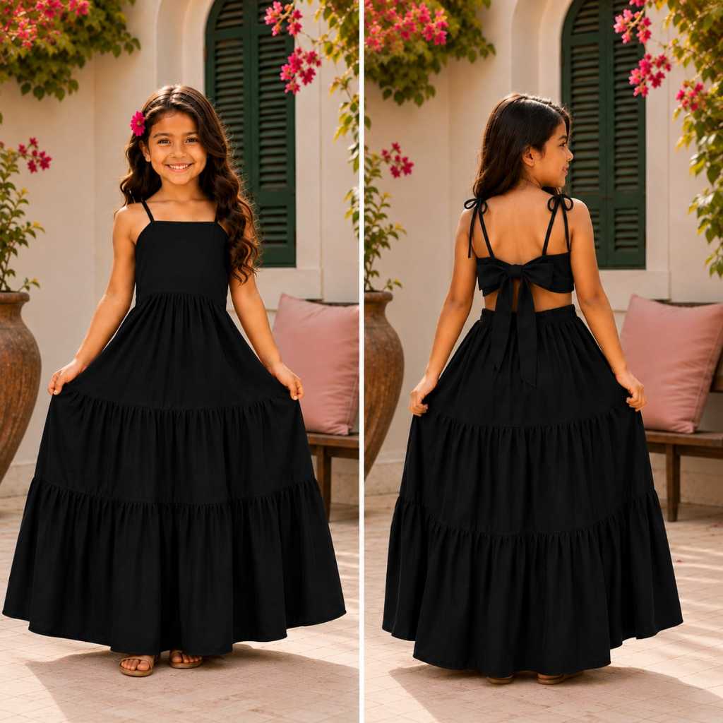 Vestido Longo Liso tres Marias Infantil Juvenil Meninas e Adolescentes | Festa e formatura
