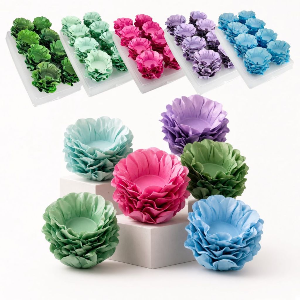 40~120 Forminha para Doces Finos Formato Flor - Casamento/Aniversário/Batizado - Diversas Cores