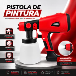 Pistola Para Pintura Elétrica Pulverizador Pulveirizadora de Tinta 900w Profissional Bico de Metal