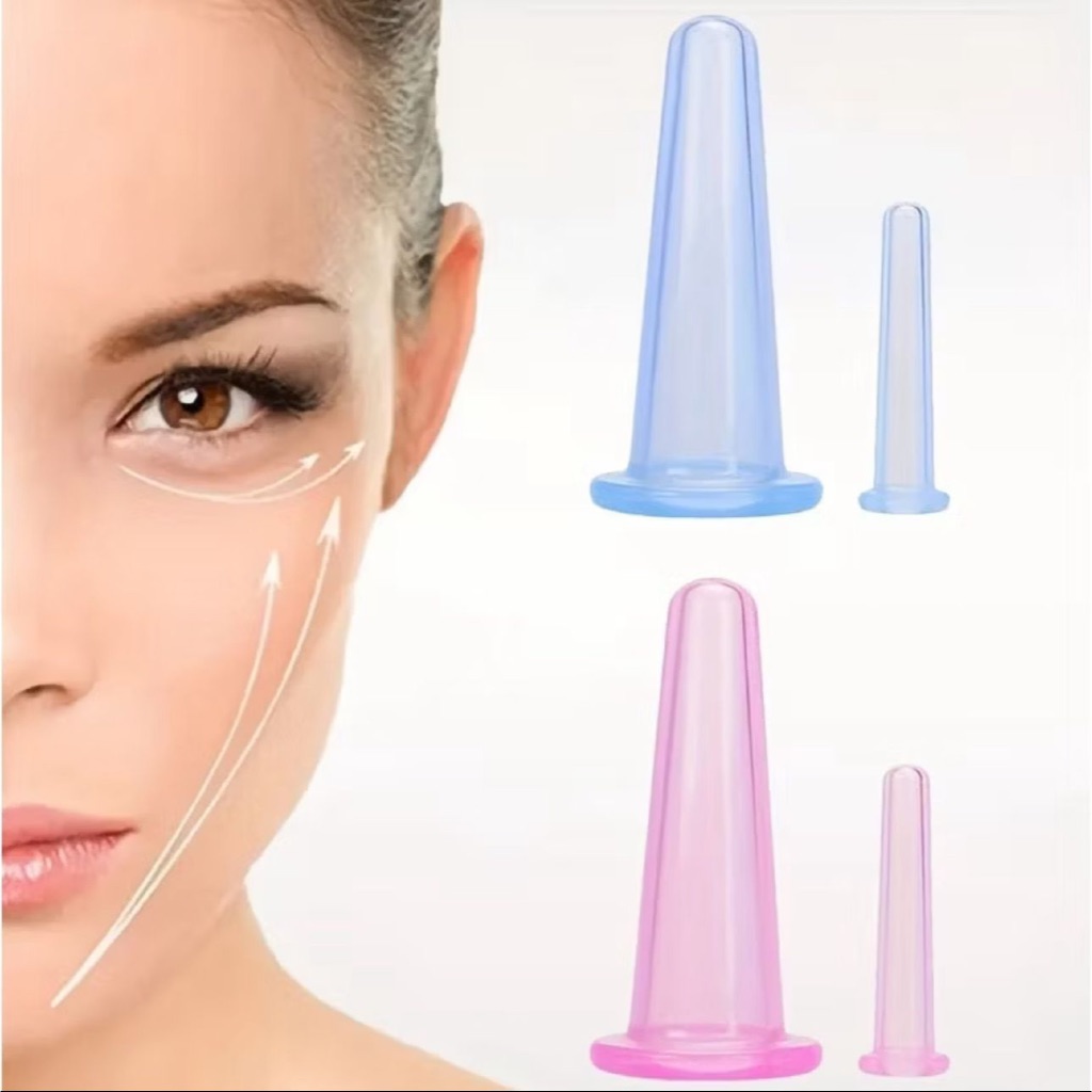 Kit 2 Ventosa para Massagem Facial Vacuo Silicone