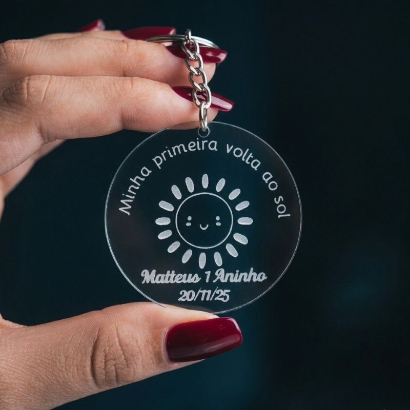 50 Chaveiros Personalizados Lembrancinha Minha Primeira volta ao Sol 1 Aninho Festa Aniversário