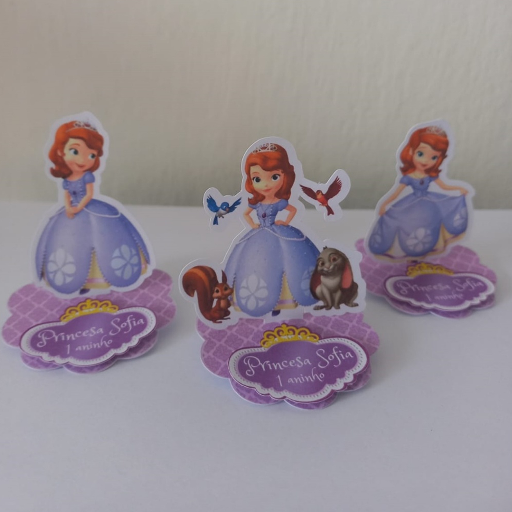 Apliques em Pé 3D Personalizado Princesa Sofia  Lembrancinhas para Festa Infantil