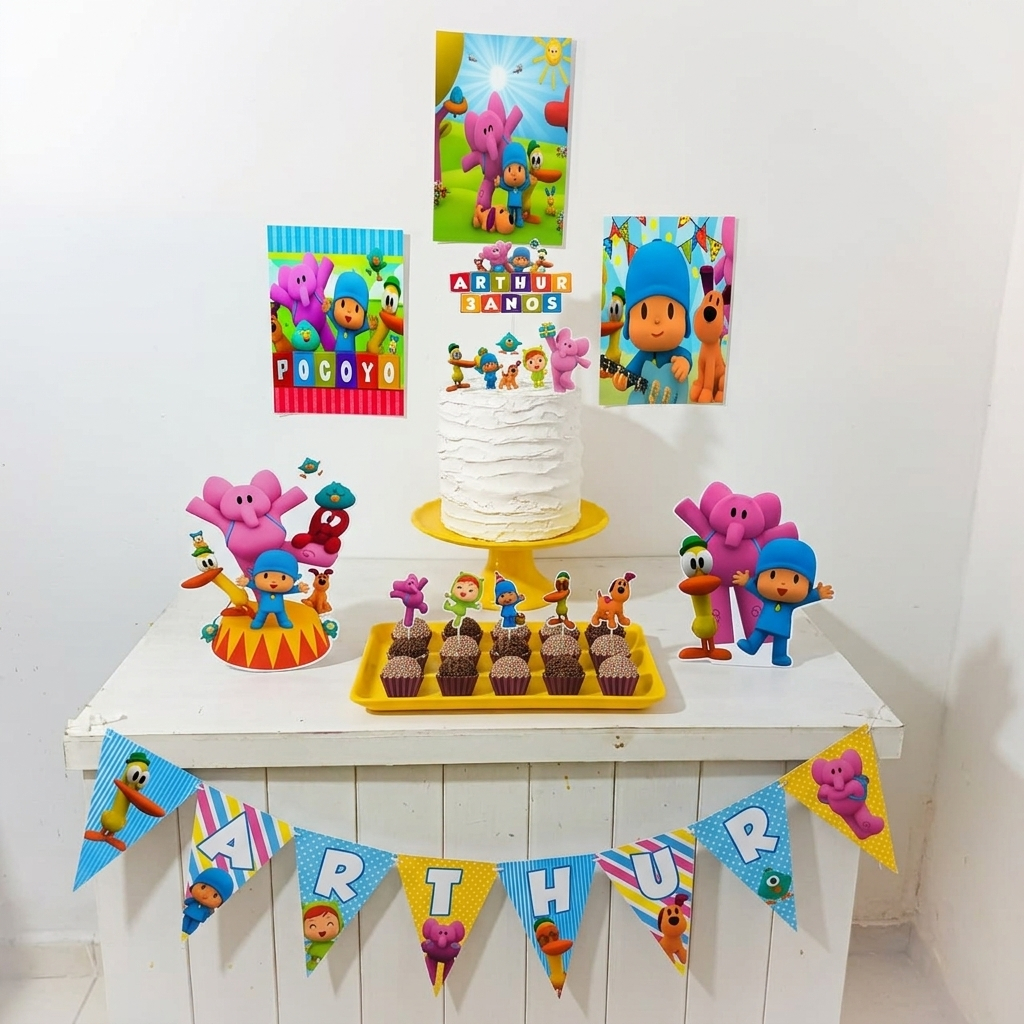 Kit Festa Pocoyo Personalizado Só Um Bolinho Festa em Casa Aniversário Infantil adulto Mesversário lembrancinhas