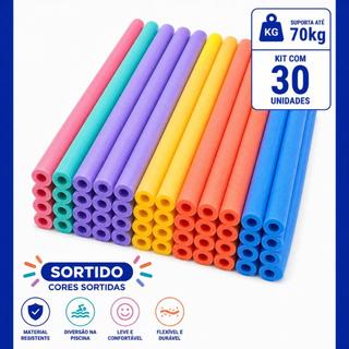 Kit 30 unidades Boias Espaguetes Macarrão Flutuador Para Piscina Praia Hidromassagem Com FURO
