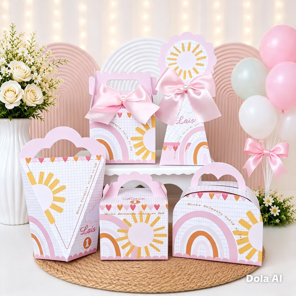 Kit Festa PRIMEIRA VOLTA AO SOL MENINA | Caixinhas Personalizadas | Lembrancinhas Festa Infantil