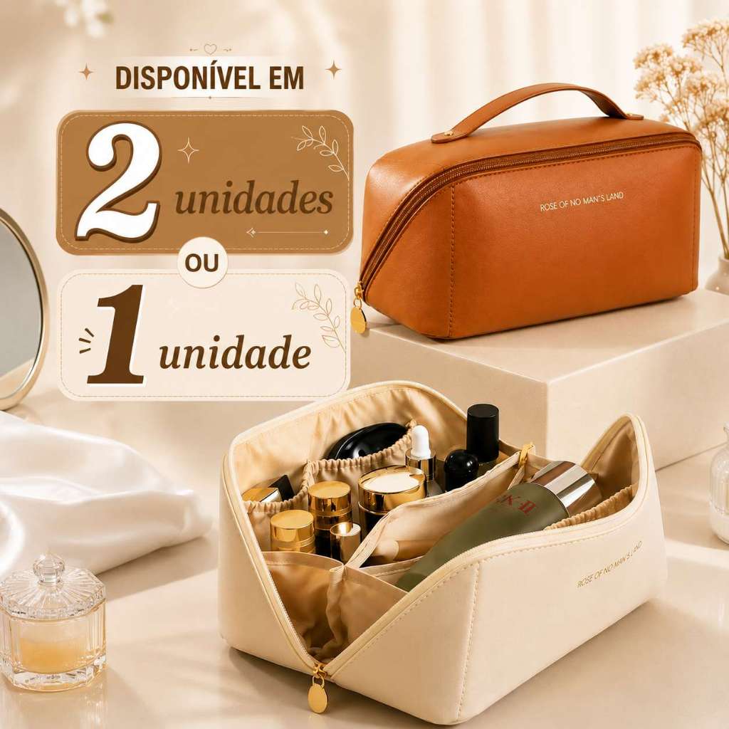 2/1 PCS Bolsa Necessaire Feminino Cosmético De Couro PU De Grande Capacidade Em Alto Qualidade