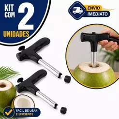 Abridor de Coco Furador de Coco 12cm Inox Original Line Prático Manual Haste Removível Quebra Coco Fura Coco
