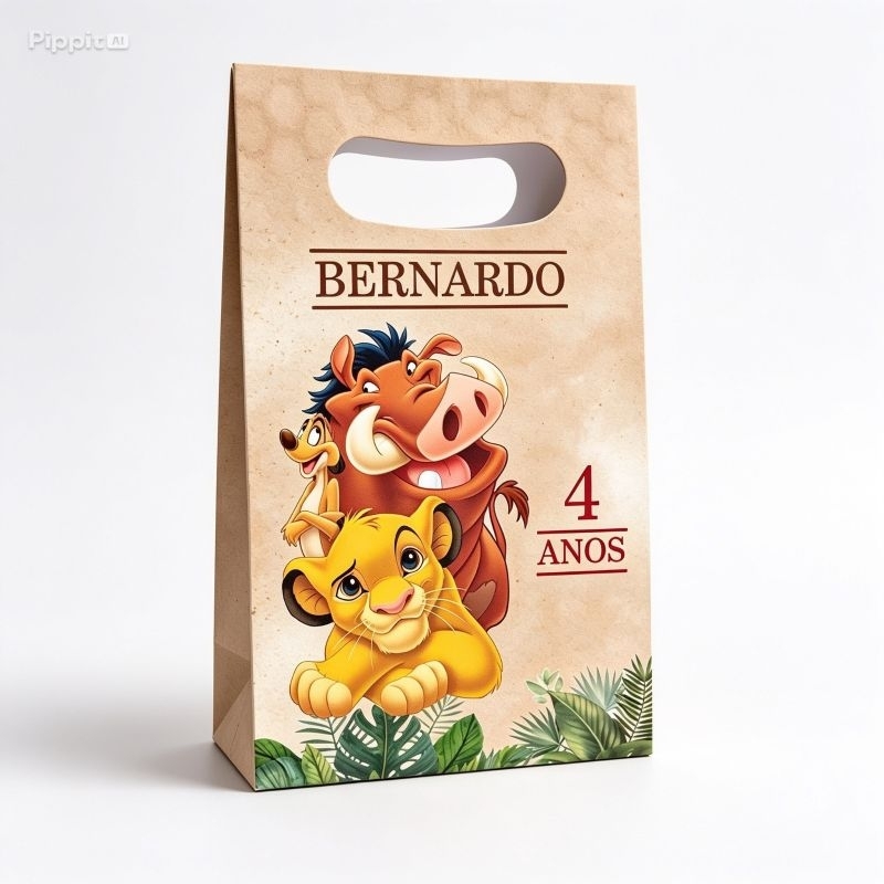 Sacolinha M Boca de Palhaço Personalizada Rei Leão Lembrancinha de Aniversário Festa Infantil