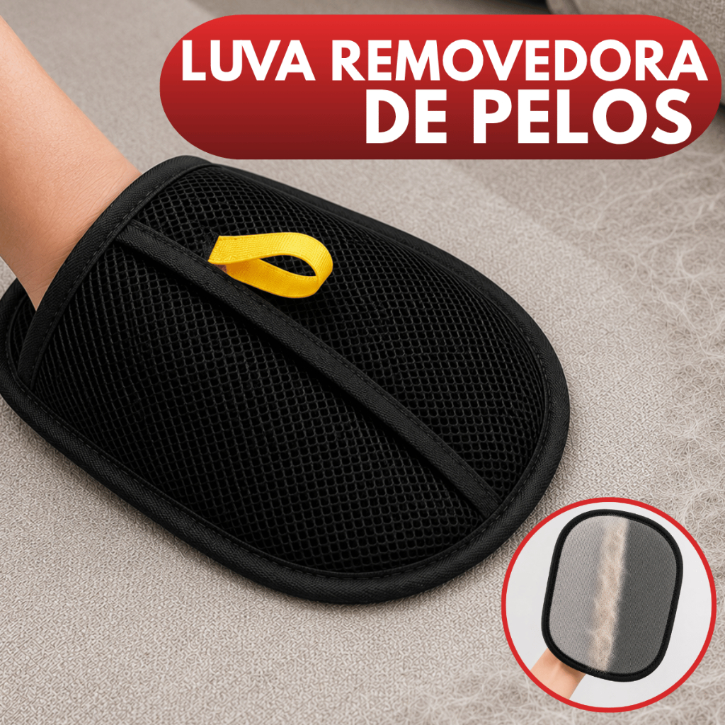 Luva Removedor de Pelos Pet Escova Dupla Face Para Cães e Gatos