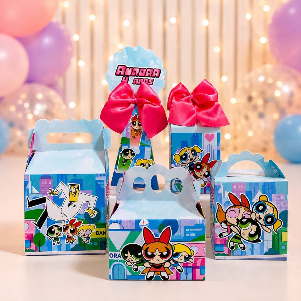 Kit Festa As Meninas Super Poderosas Lembrancinha Personalizada Aniversário Infantil Caixas Desmontadas