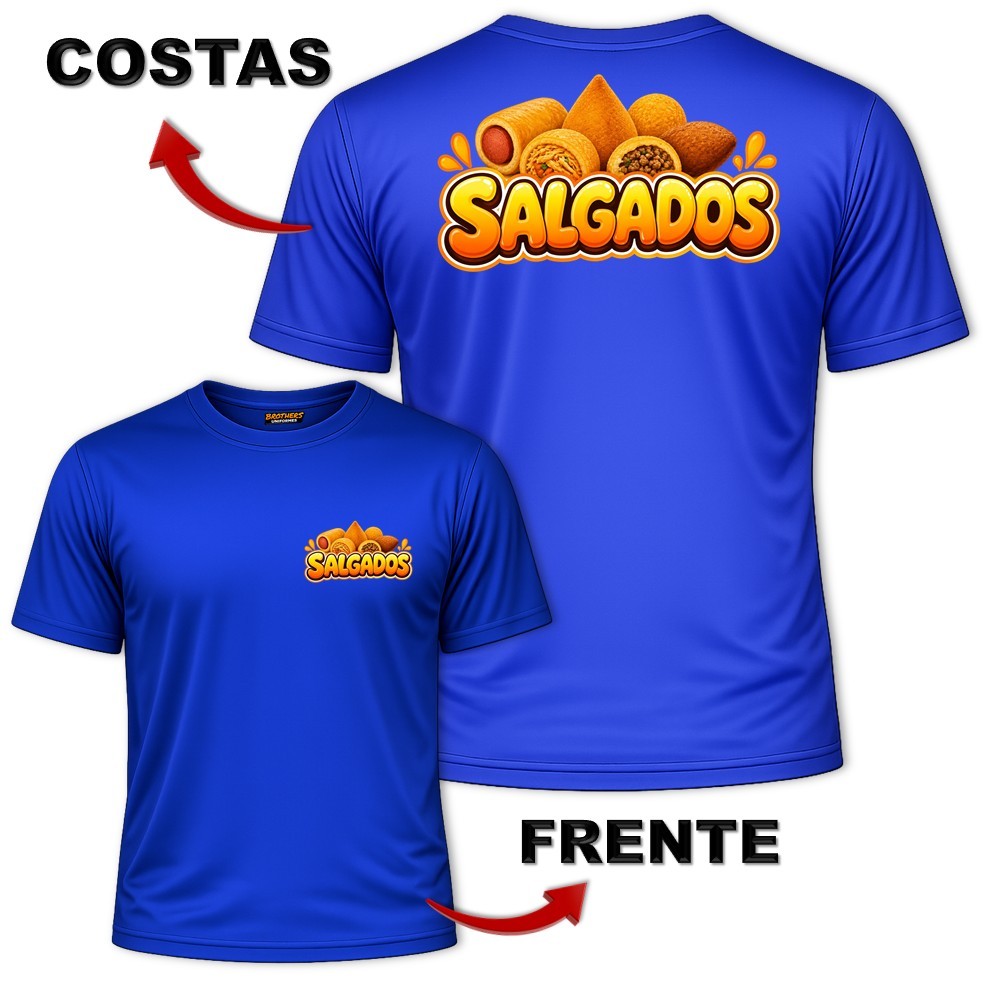 KIT COM 3 Camisas Camisetas Uniforme Profissional Unissex SALGADOS Vendedor Autônomo Torta Coxinha Rissole Dry Fit — imagem 2 de 2