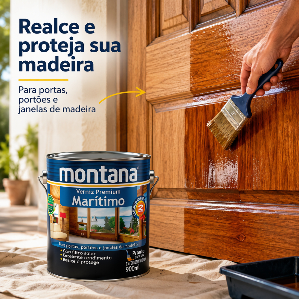 Proteção para Madeira Verniz Maritimo Premium Natural Brilhante 900ml Montana — imagem 2 de 2