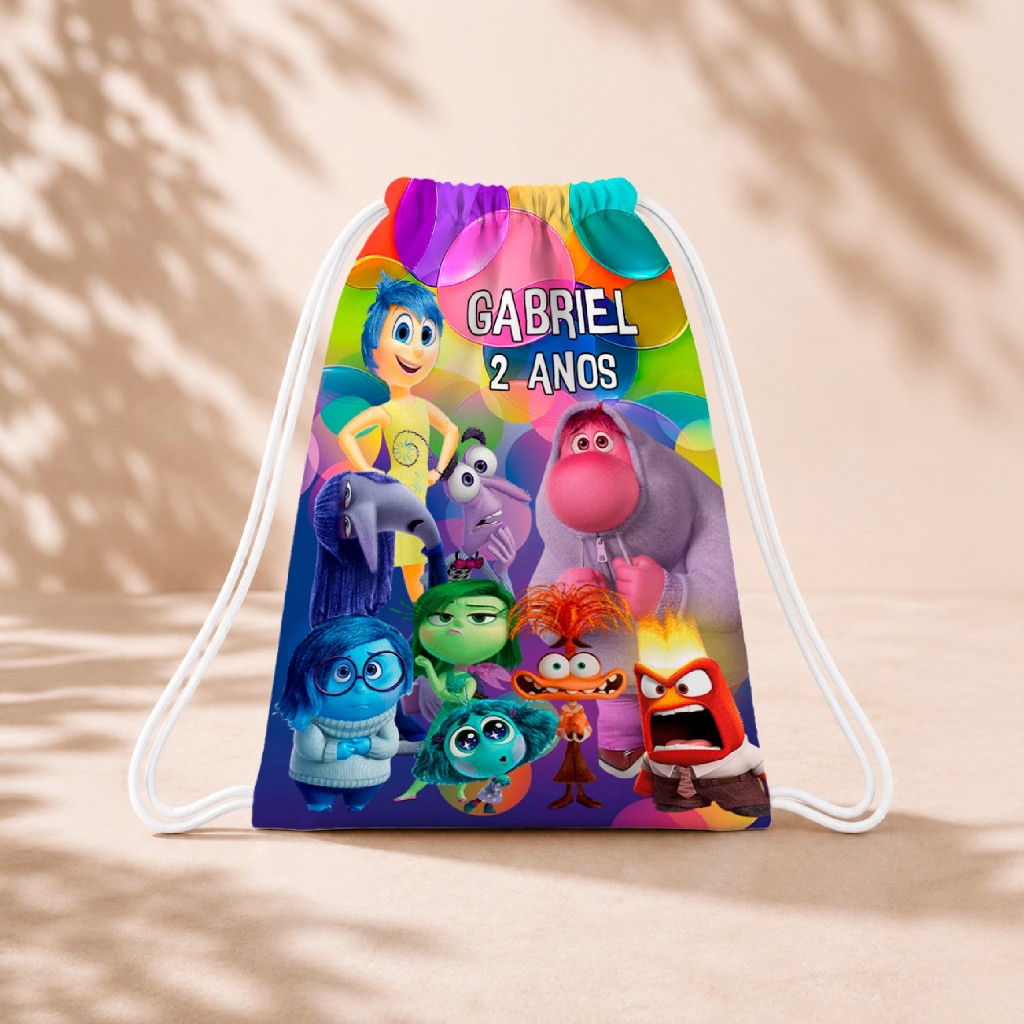 10 Mochila Personalizada Infantil 18x26 Sacolinhas Surpresa Festa Aniversário Lembrancinha Divertida Mente M2