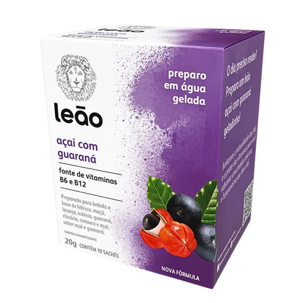 Chá Vitamínico Leão Açaí E Guaraná 10 Sachês 20G Cada