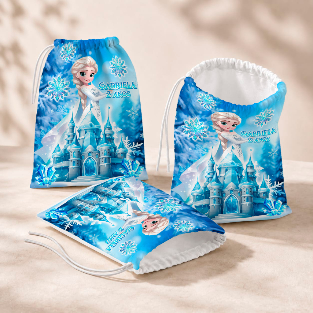 20 Sacolinhas Personalizada Festa Infantil 18x26 Aniversário Lembrancinha Frozen Elza