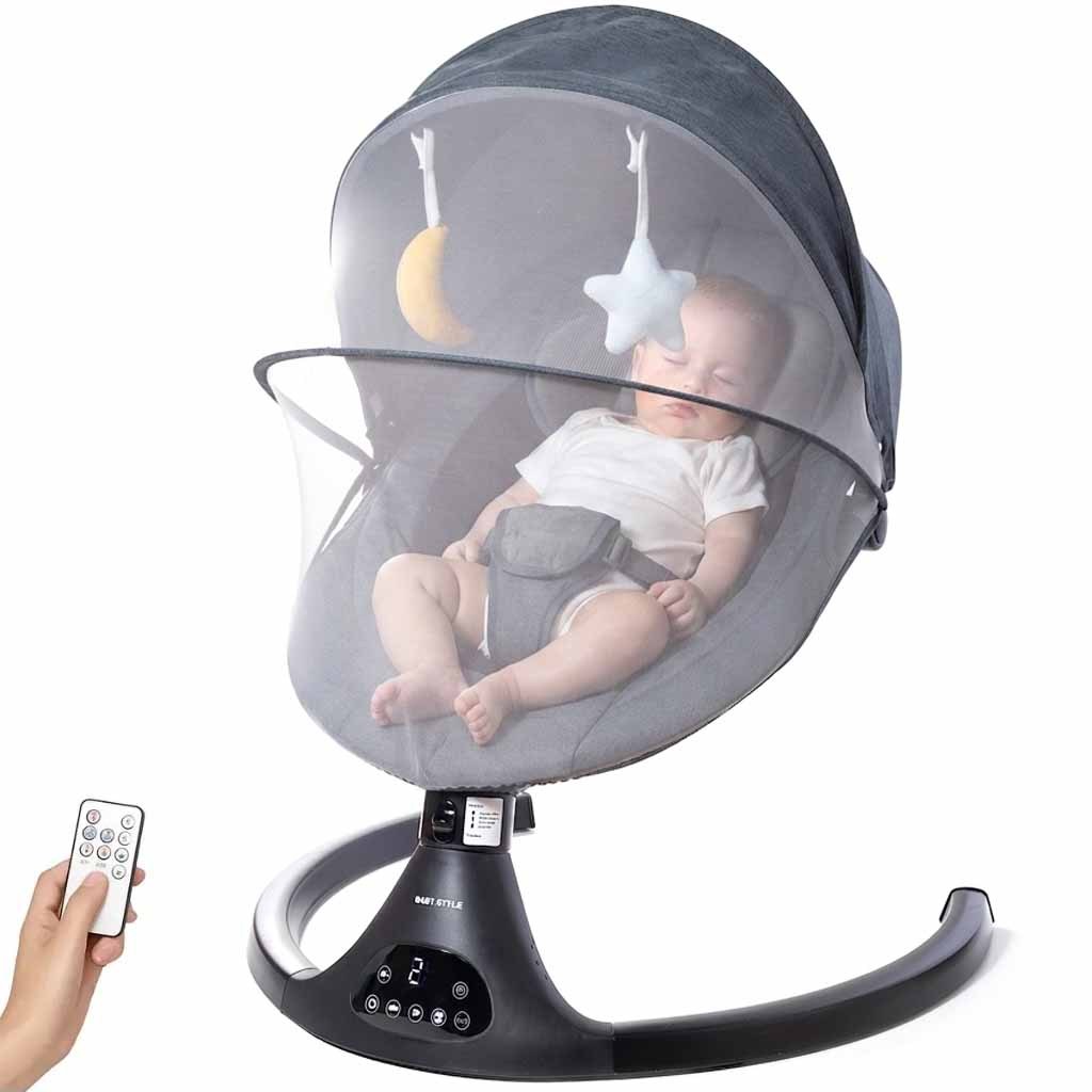 Cadeira de Descanso e Balanço para Bebê Bliss Baby Style com Música, Mosquiteiro e Controle Remoto