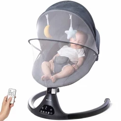 Cadeira de Descanso e Balanço para Bebê Bliss Baby Style com Música, Mosquiteiro e Controle Remoto