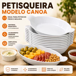 Kit 5 a15 Petisqueira Barquinha Canoa 600ml Para Petiscos Churrasco Festa