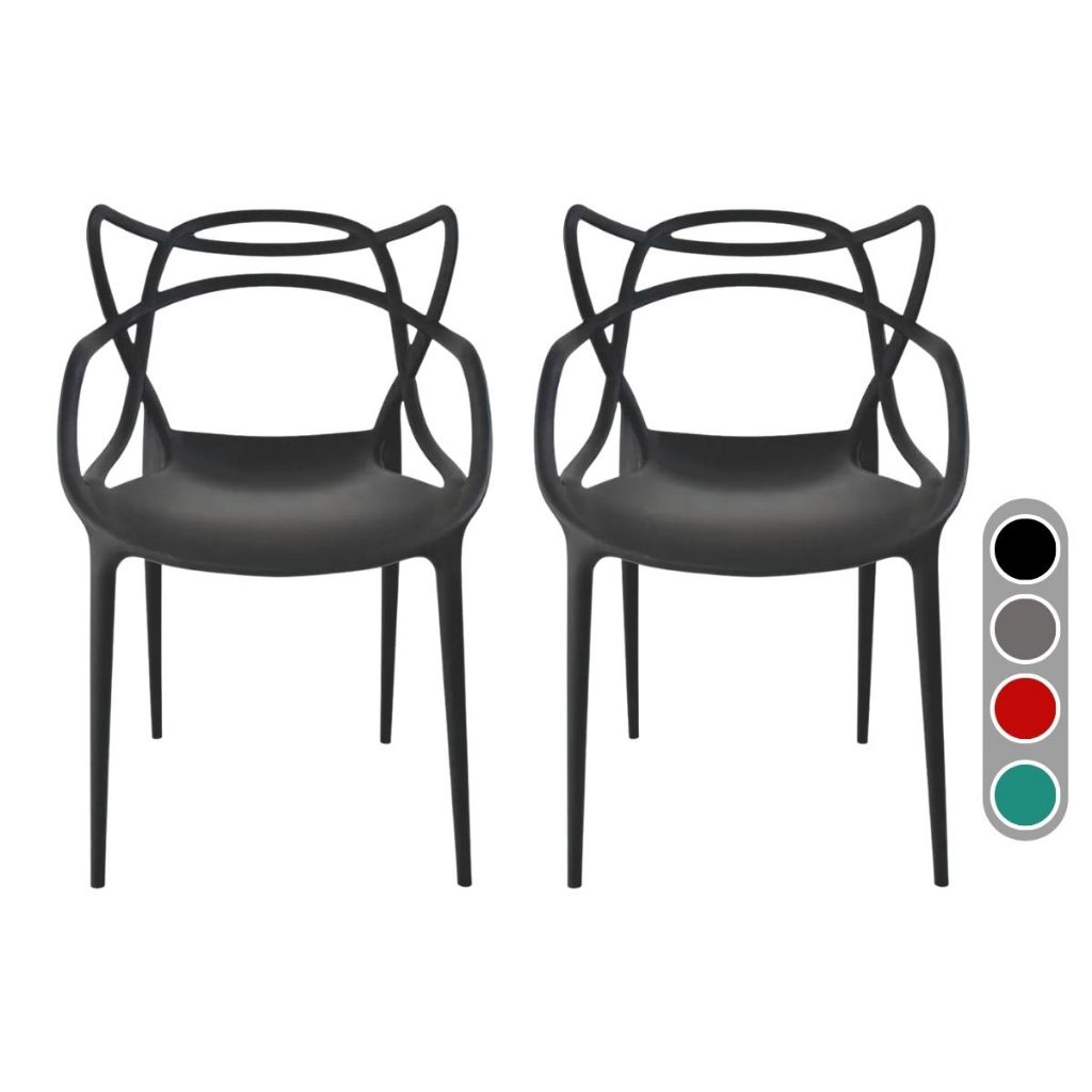 Kit 2 Cadeiras de Jantar Allegra Preta Moderna Resistente com proteção UV Cozinh