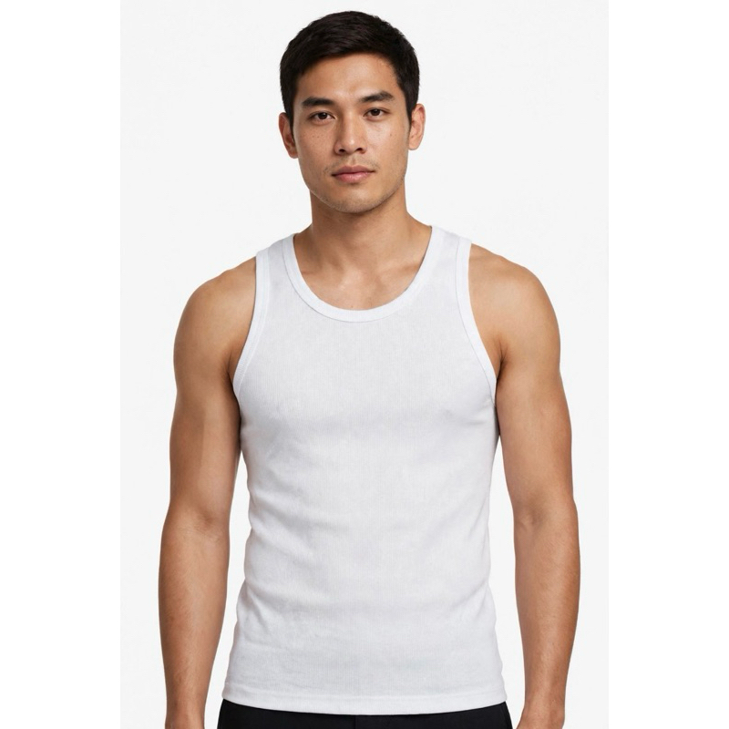 Regata Masculina Canelada 100% Algodão Básica Gola Redonda Academia Branca e Outras Cores P M G GG