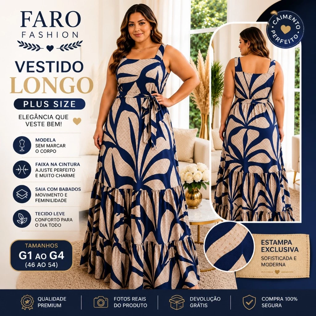 Vestido Longo Feminino Elegante Floral Midi Luxo Confortável Não Marca Moda Evangélica Festa Casual 2026 — imagem 1