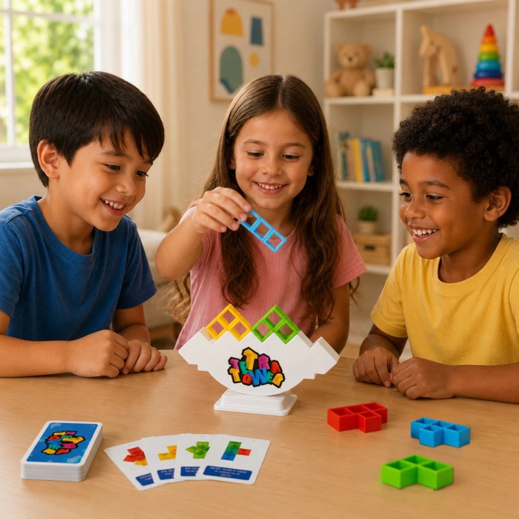 Jogo Tetris Balance torre do equilibrio 3D 22 peças e cards Estratégia