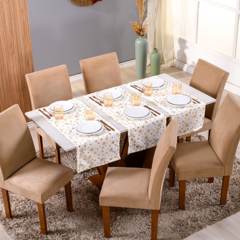 Caminho de Mesa Natal Réveillon 1,30m x 40cm Oxford Estampado 100% Poliéster