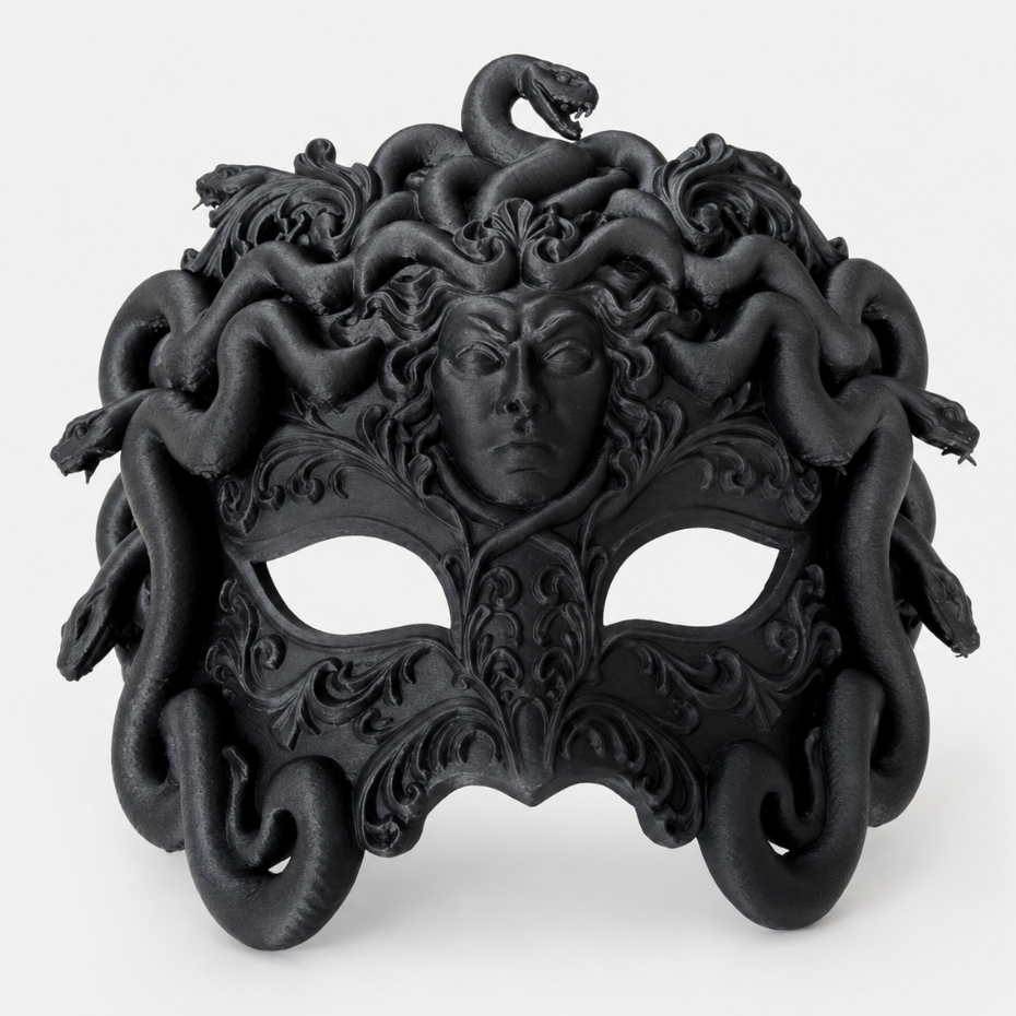 Máscara Medusa Barroca Grega Fantasia Carnaval Halloween Cosplay Festa Temática Decorativa Preta