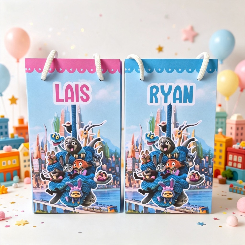 ENVIO RAPIDO Kit 10 a 30 Sacolinhas Personalizada Zootopia 2 Lembrancinhas Festa Infantil Aniversário