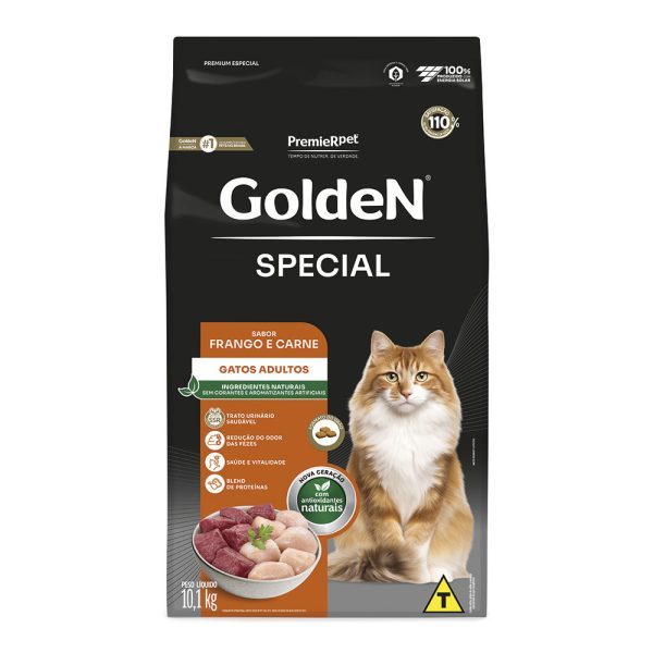 Ração Golden Special Gatos Adultos Sabor Frango e Carne 10,1 kg - Premier