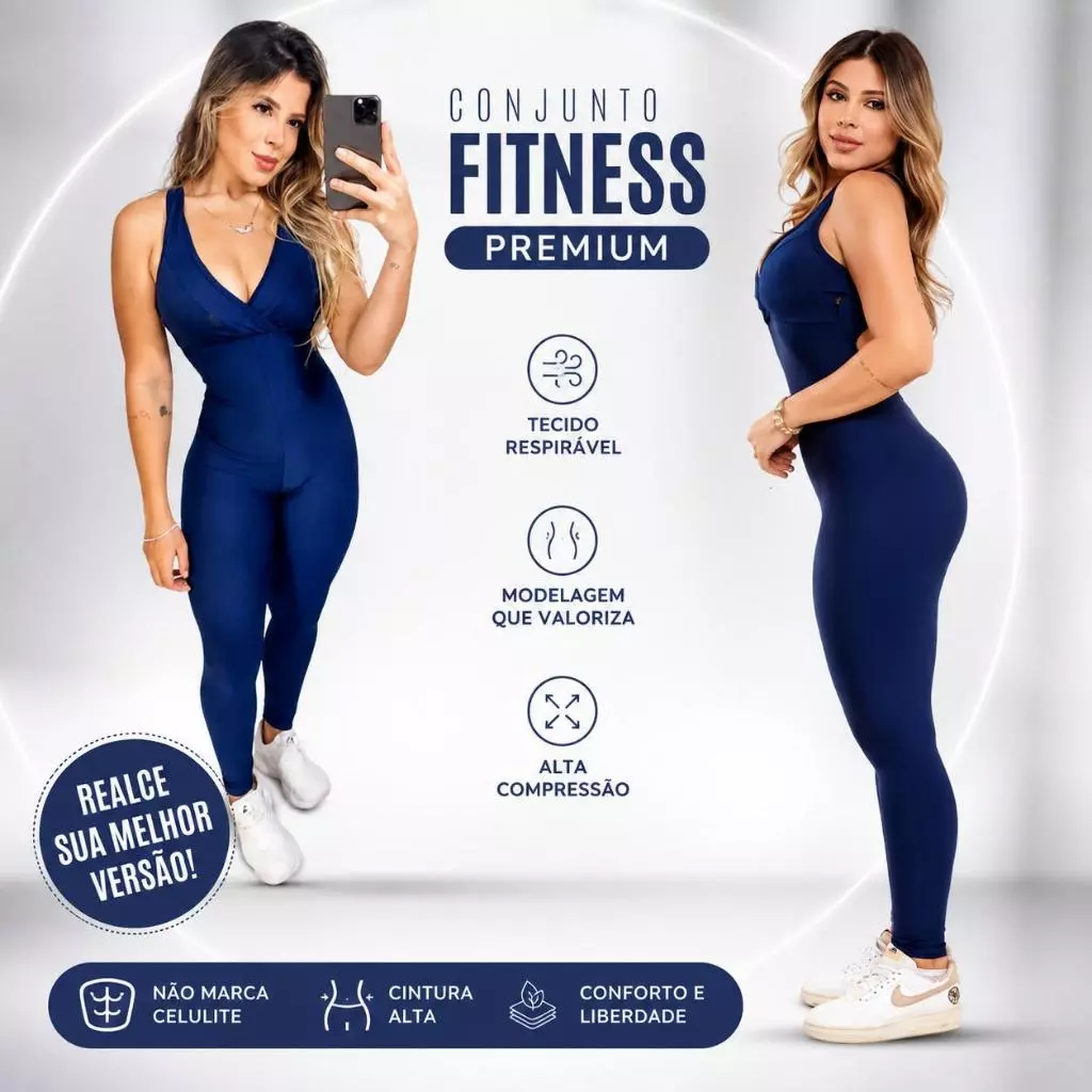 Macacão Legg Feminino Fitness Academia Zero Transparência Confortável Modela o Corpo Treino — imagem 1