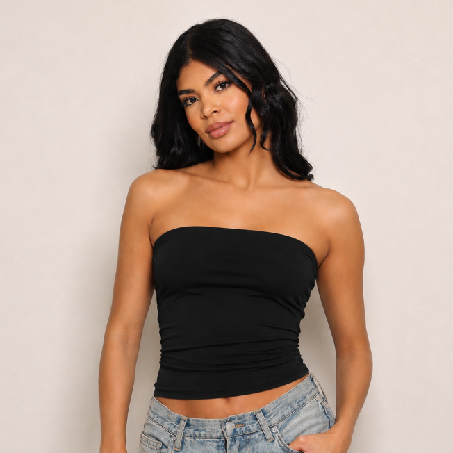 Blusa Feminina Tube Top Forrada - Tomara que Caia Sem Alça - Basica
