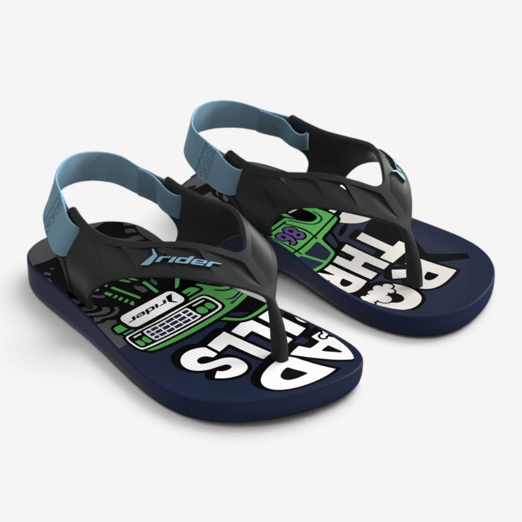 Chinelo Rider Baby Street Fun Futebol e Carros - Original com elástico