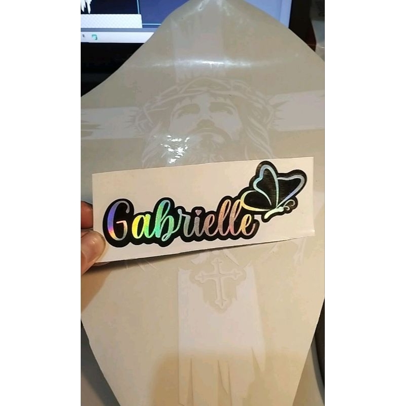 Adesivo Personalizado com Nome com Borda - Vinil Holográfico Premium