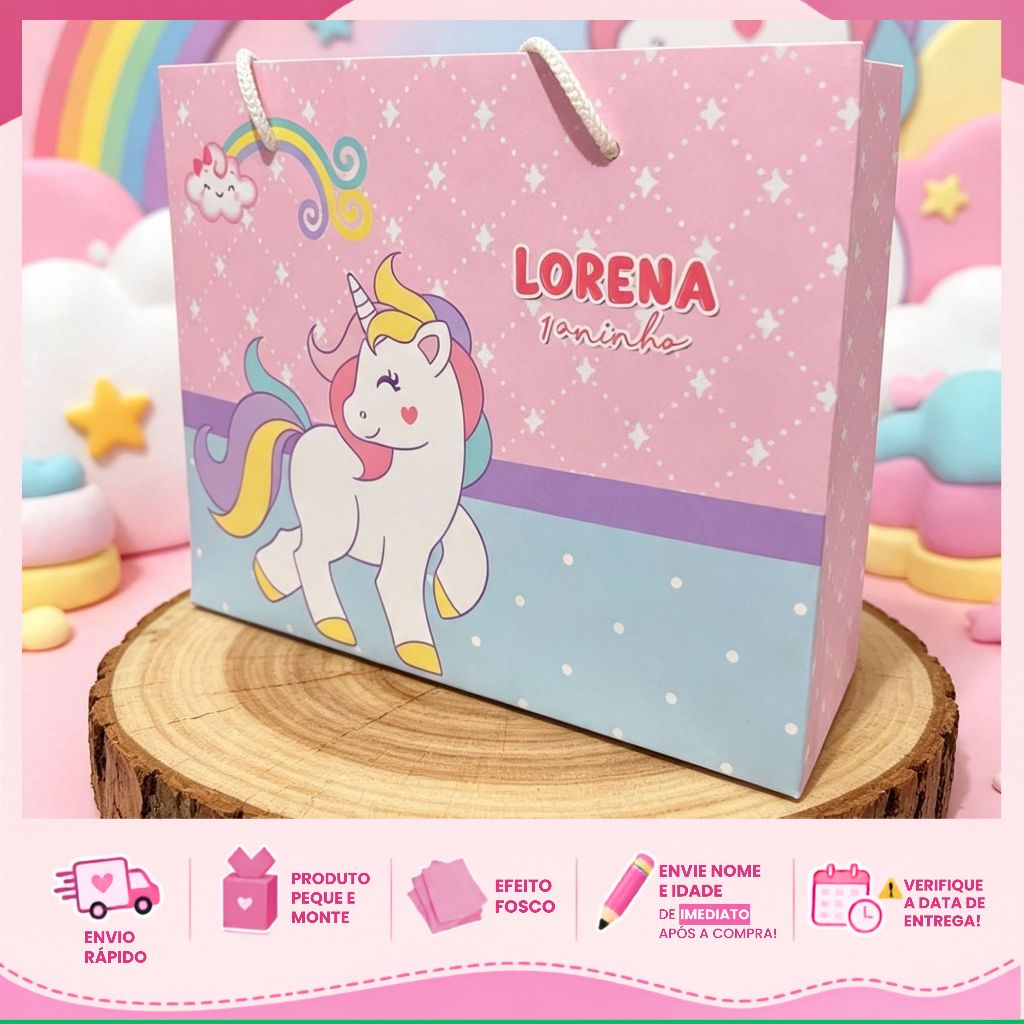 Sacolinha Para Lembrancinha Unicórnio 01 Sacola Personalizada