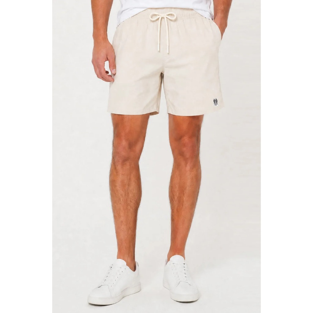 Short Masculino Linho Liso Polo Wear Off White