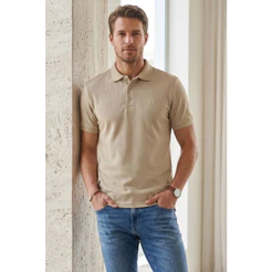 Polo Piquet Texturizada Premium Polo Wear Bege Médio