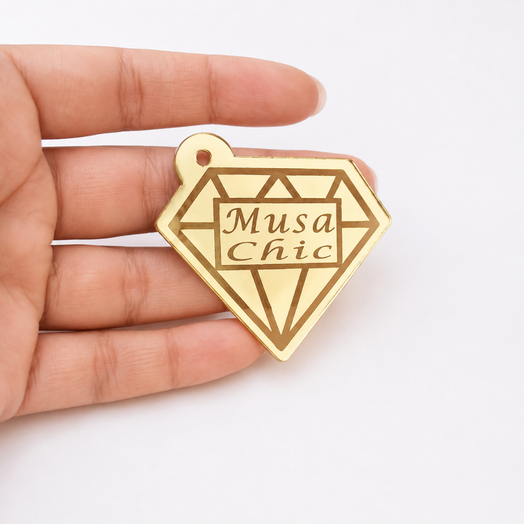 Chaveiro personalizado Diamante 5cm em acrilico espelhado lembrancinha pingente mimo