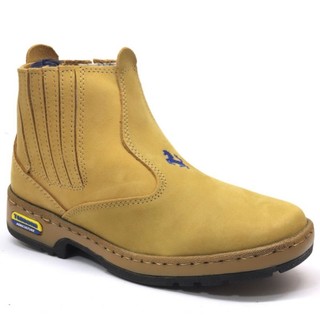 Botina de couro legítimo Bota Country Reforçada e da Moda solado blaqueada