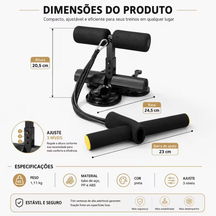 Dispositivo Abdominal com Ventosa | Fixador de Pés para Exercícios, Forte Sucção e Uso Doméstico
