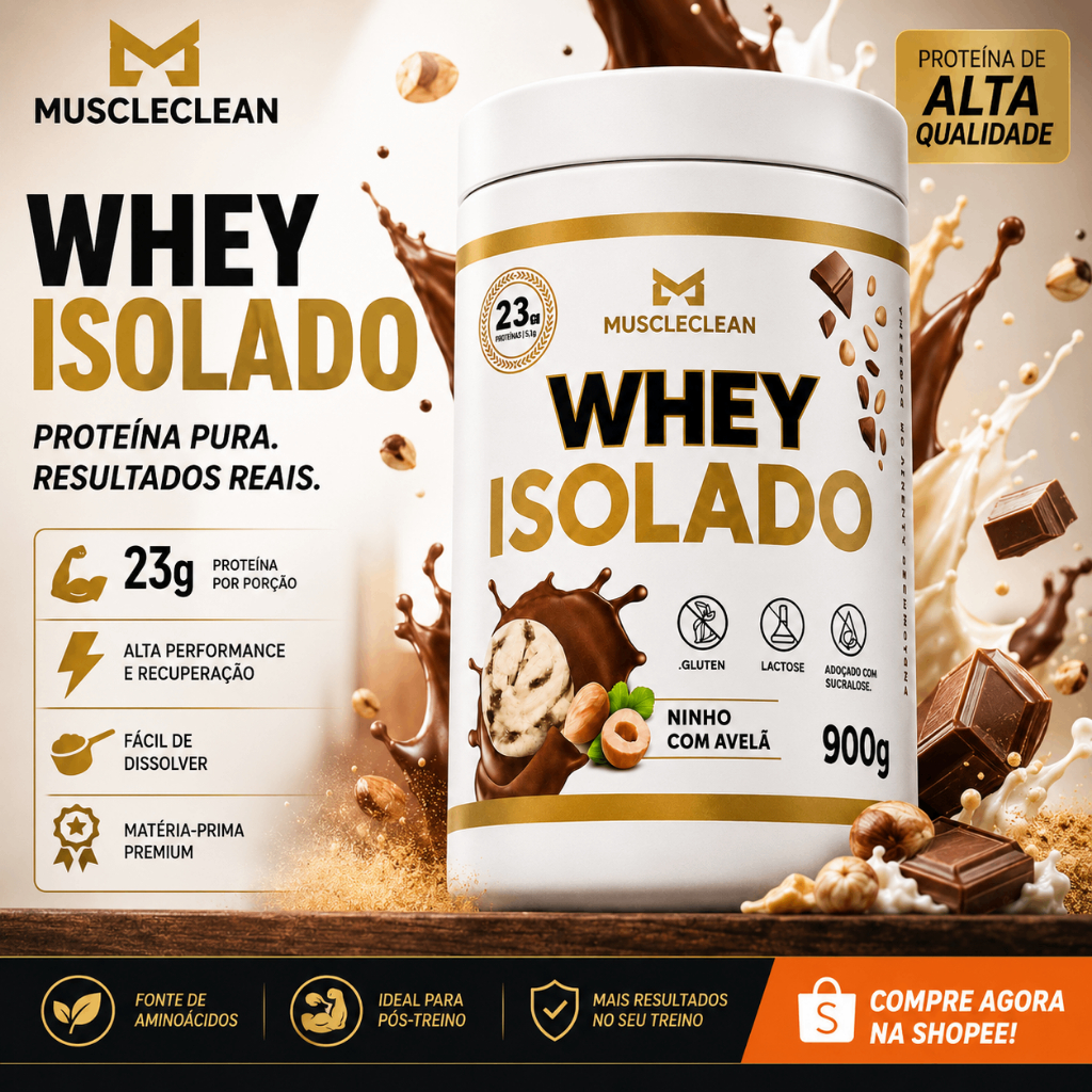 (ZERO LACTOSE) WHEY ISOLADO 23g de PROTEÍNA POR DOSE - Muscle Clean