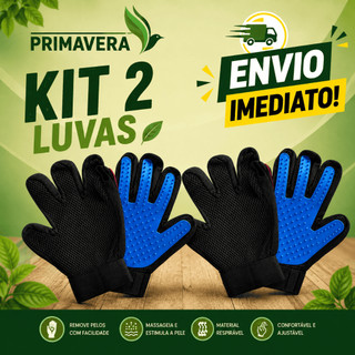 Kit 2 Luva Escova Pet Nano Magnética Remove Pelos de Gatos E Cachorros Com Facilidade
