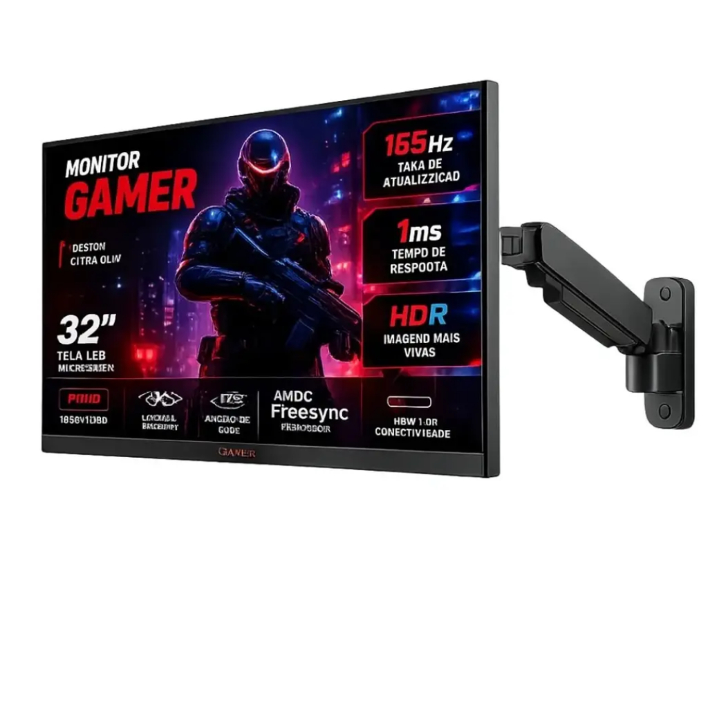 Suporte de Monitor Articulado de Parede 17 a 32 Polegadas Gamer Home Office