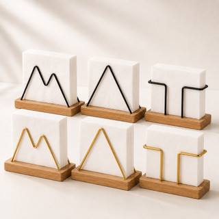 Porta Guardanapo Madeira Aço Moderno Preto Dourado Guardanapos Cozinha Mesa Posta