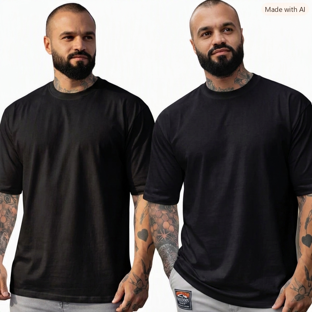 Camiseta Oversized Masculina 100% Algodão Premium Lisa Streetwear