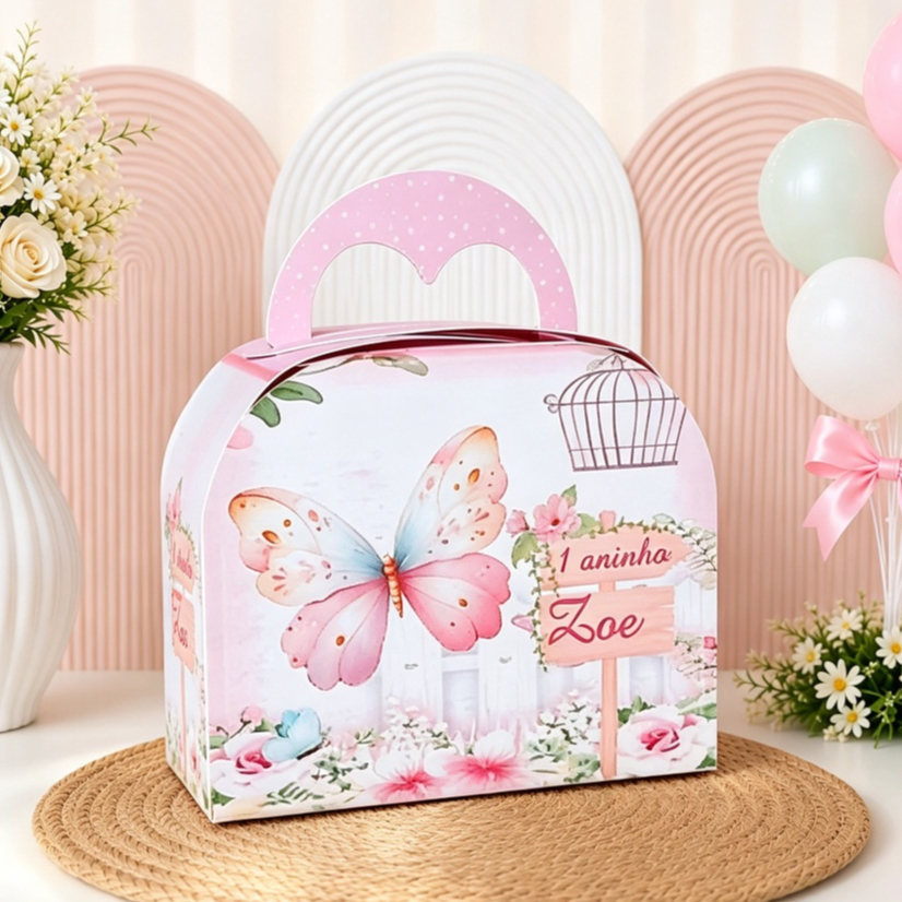 CAIXA MALETINHA JARDIM DE BORBOELTAS| Caixinhas Personalizadas | Lembrancinhas Festa Infantil