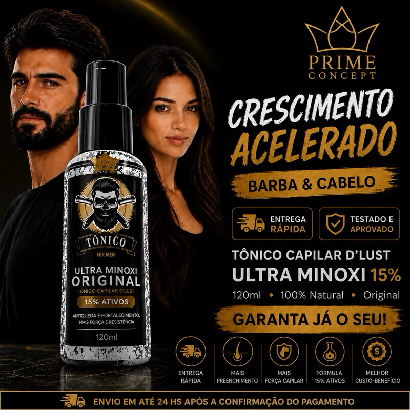 Tônico Crescimento Capilar Cabelo Barba e Sobrancelha com Falhas Envio Imediato