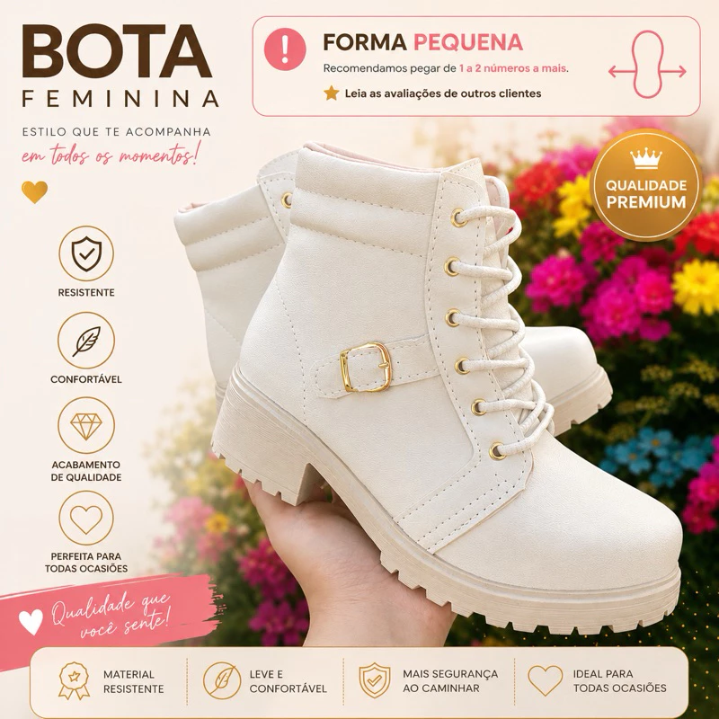 Bota Feminina Coturno Cano Baixo Virginia | Lançamento Inverno 2025 | Confortável, Estilosa, Tratorada — imagem 1