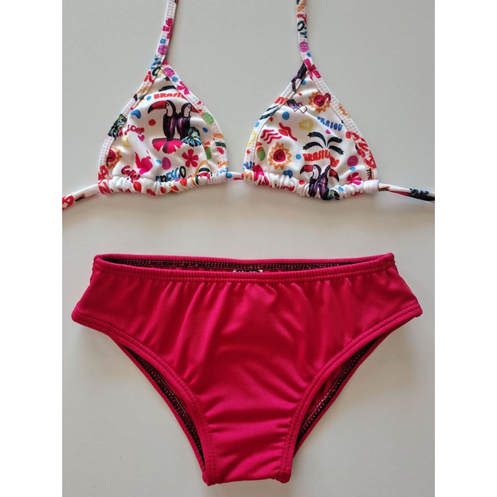 Biquíni Infantil Juvenil Menina Top Cortininha com Calcinha Clássica Moda Praia Piscina