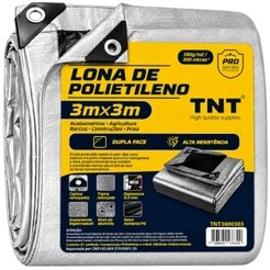 Tnt Lona Prata 3M X 3M - Extra Forte 300 Micras Com Ilhós